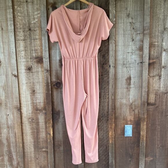 Vanilla Bay Peach Bentley Best Laid Plans Zip-Front Hooded Ribbed Jumpsuit - Picture 3 of 9